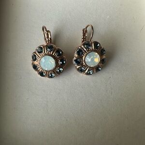 Mariana brand lever back earrings blue white stones in Rose Gold Like New